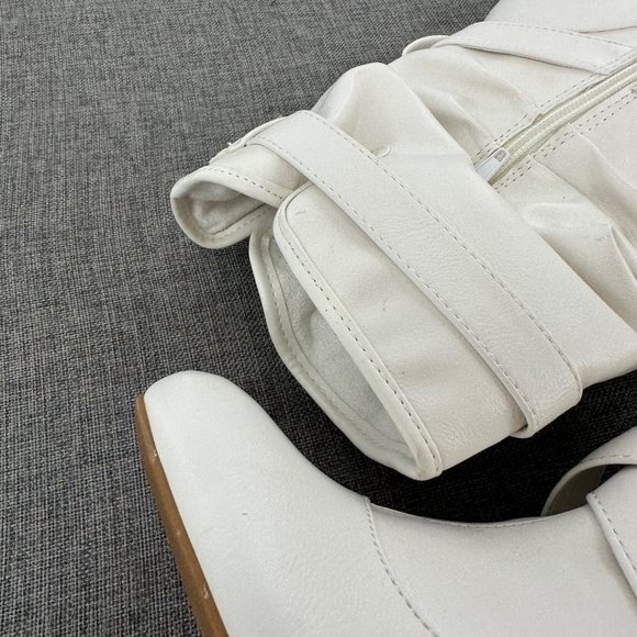 Bamboo Daystar Boots Mid Calf 9 Off White Zipper Brand New Scrunched 3” Heels - Picture 12 of 16